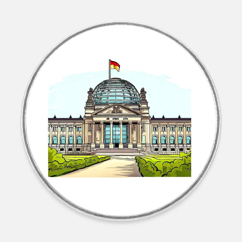 Berliner Bundestag - Runder Kühlschrankmagnet - Weiß