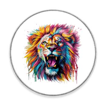 colorful mane - Round  fridge magnet - white - Front