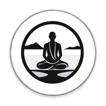 simple meditation - Round  fridge magnet - white - Front