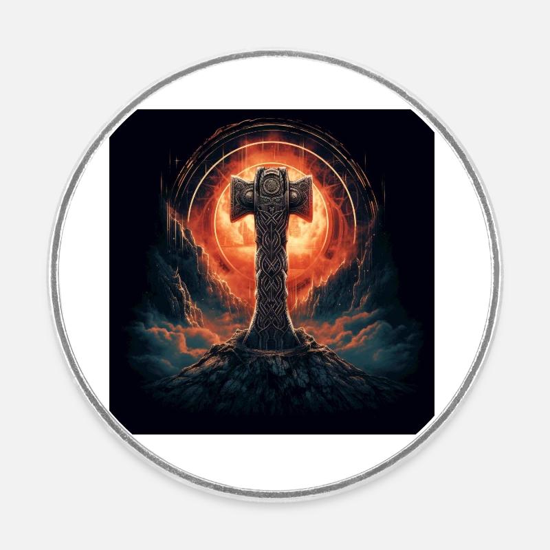 Mjölnir 2 - Runder Kühlschrankmagnet - Weiß