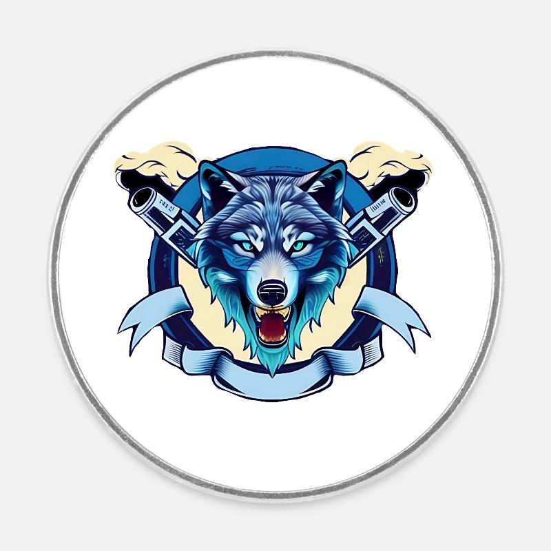 Wolf - Round fridge magnet - white