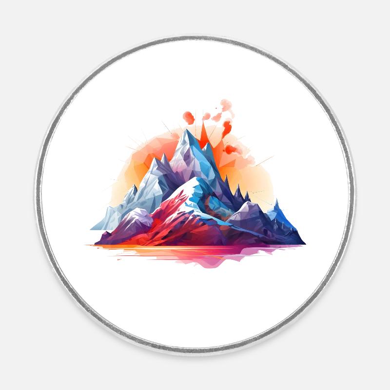 Psychedelic Mountains - Round  fridge magnet - white