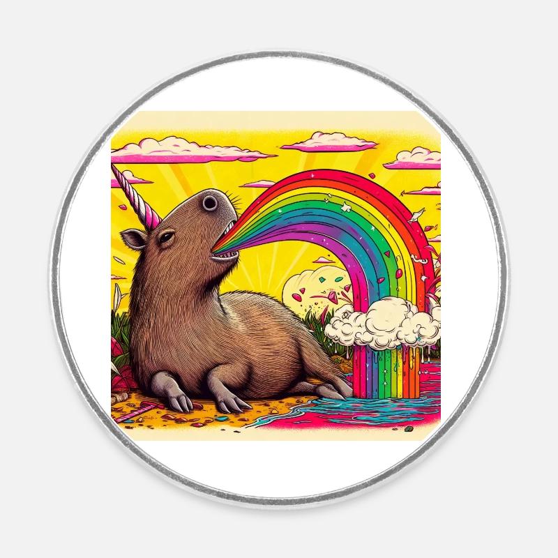 Capybara - Round fridge magnet - white