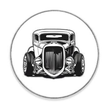 Hot Rod / Auto / Fahrzeug / Automobil / Motor - Runder Kühlschrankmagnet - Weiß - Vorne