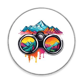 Fernglas / Beobachtung / Observation / Abenteuer - Runder Kühlschrankmagnet - Weiß - Vorne