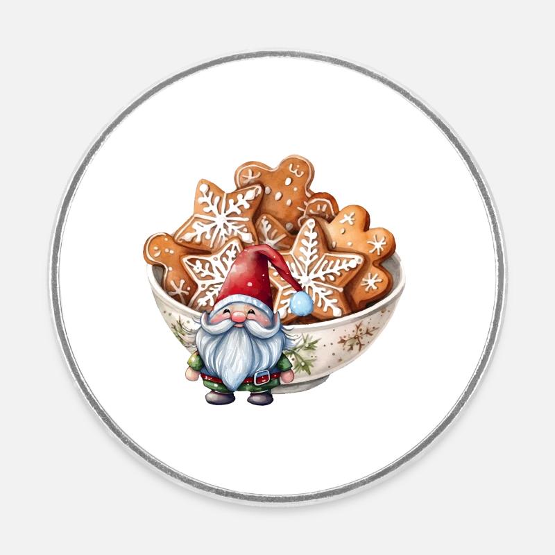 Gnome de Noël scandinave - Magnet rond - blanc