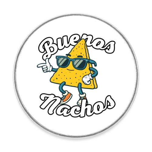 Nachos - Spanisch mit Wortwitz: Buenos Nachos - Runder Kühlschrankmagnet