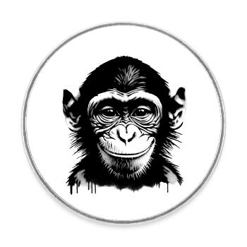 Grinning monkey face - Round  fridge magnet - white - Front
