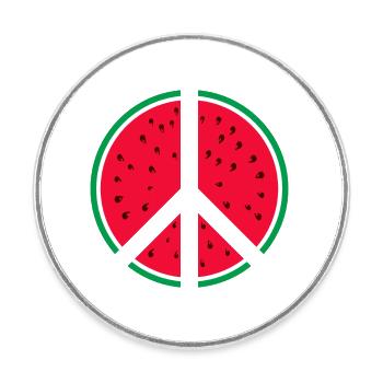 Signe de paix pastèque - Magnet rond - blanc - Devant