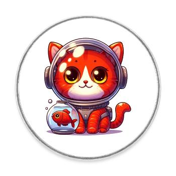 The Astronaut Cat - Round  fridge magnet - white - Front