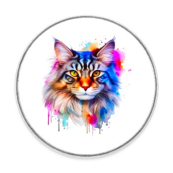 Maine Coon Cat - Round  fridge magnet - white - Front