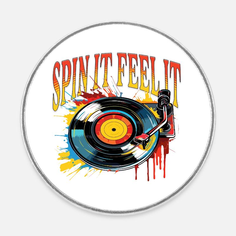 Disque Vinyle LP Platine Rétro - Magnet rond - blanc