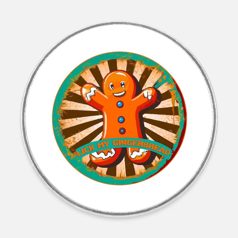 Gingerbread man - Round  fridge magnet - white