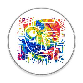 Graffiti Street Art Spray Vintage Schablone Retro - Runder Kühlschrankmagnet - Weiß - Vorne