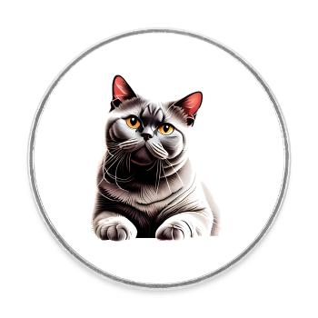 British Shorthair, Cat, Kitten, Cats, Cats, Tomcats, - Round  fridge magnet - white - Front