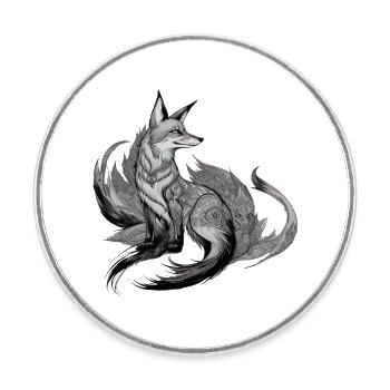 Fox Mandala Drawing Complex Nature Wilderness - Round  fridge magnet - white - Front