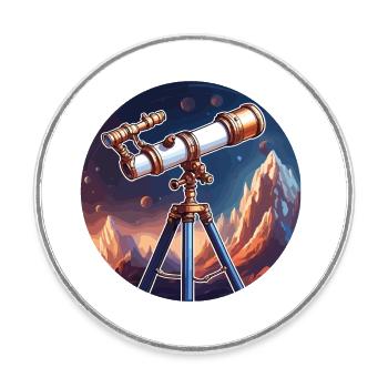 Fernrohr / Teleskop / Astronomie / Sternenhimmel - Runder Kühlschrankmagnet - Weiß - Vorne