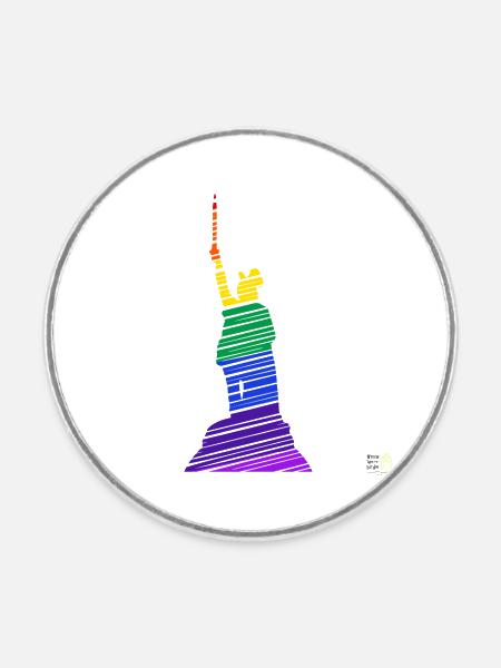 Hermannsdenkmal Regenbogen - Runder Kühlschrankmagnet - Weiß