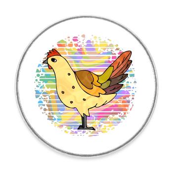 poule - Magnet rond - blanc - Devant