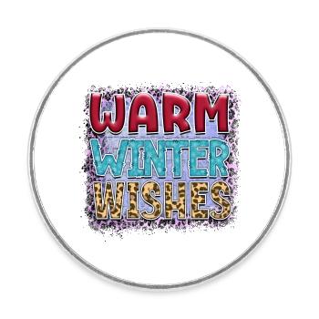Warm winter wishes - Round  fridge magnet - white - Front