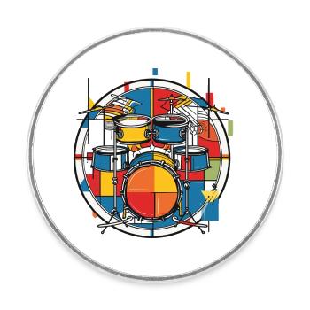 Drums colorful - Runder Kühlschrankmagnet - Weiß - Vorne