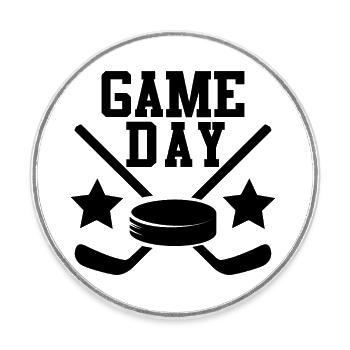 Jour de match de hockey sur glace - Magnet rond - blanc - Devant