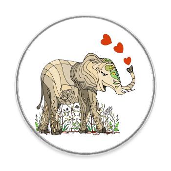 Elefant - Runder Kühlschrankmagnet - Weiß - Vorne