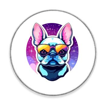 French Bulldog Dog Illustration - Round  fridge magnet - white - Front