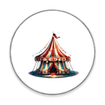Circus tent / Circus ring / Entertainment / Artists - Round  fridge magnet - white - Front
