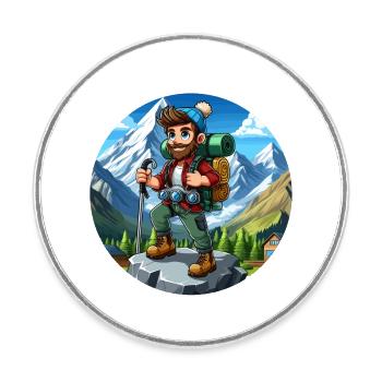 Randonneurs dans les Alpes - Magnet rond - blanc - Devant