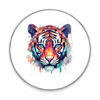 Tiger Animal Freedom World Wildlife Abstract - Runder Kühlschrankmagnet - Weiß - Vorne