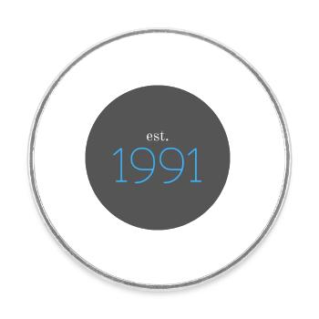 est. 1991, Anniversaire, Date, Années 90, Année - Magnet rond - blanc - Devant