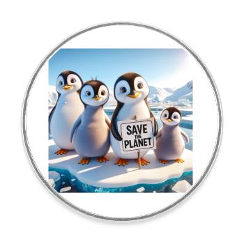 Penguin Family - Round  fridge magnet - white - Front