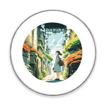 Anime / Comic / Japanisch / Zeichentrick / Cartoon - Runder Kühlschrankmagnet - Weiß - Vorne