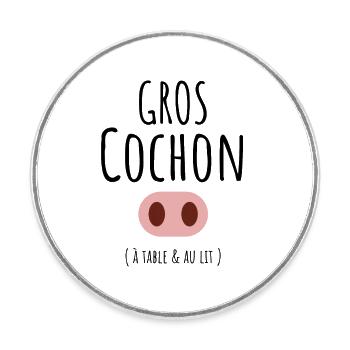 Idée cadeau cochon - cadeau marrant homme - animal - Magnet rond - blanc - Devant
