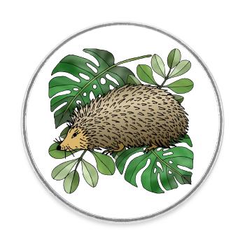 Igel - Runder Kühlschrankmagnet - Weiß - Vorne
