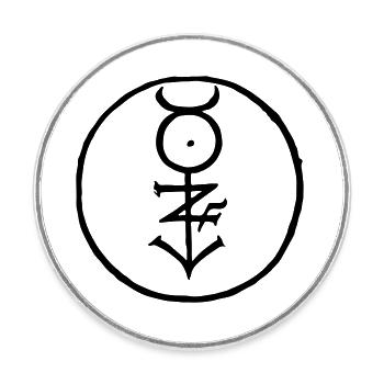Symbole alchimique - Magnet rond - blanc - Devant