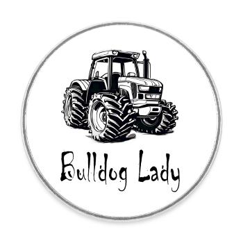 Bulldog Lady - Round  fridge magnet - white - Front
