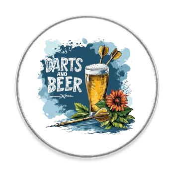 Fléchettes Et Bière Fléchettes Dictons Sports - Magnet rond - blanc - Devant