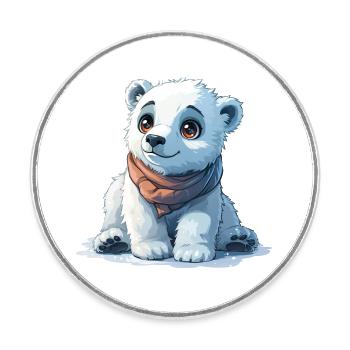 Niedliches kleines Eisbären Baby - Runder Kühlschrankmagnet - Weiß - Vorne