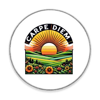 Carpe Diem - Round  fridge magnet - white - Front