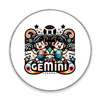 GÉMEAUX - Magnet rond - blanc - Devant