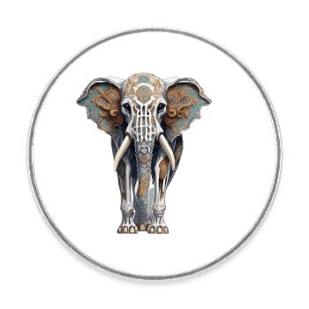 Elephant / Animal / Oriental / Flowers / Pattern - Round  fridge magnet - white - Front