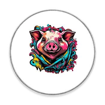 Glücksschweinchen Schwein - Runder Kühlschrankmagnet - Weiß - Vorne