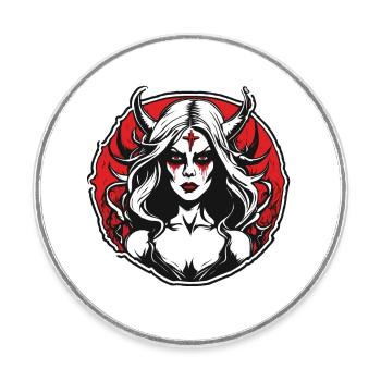 diabolical woman / blood / gothic / heavy metal - Round  fridge magnet - white - Front