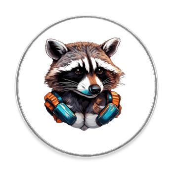 Raccoon / Animal / Zoo / Wild / Cute / Predator - Round  fridge magnet - white - Front