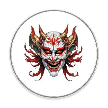 Kabuki Maske / Japanische Kunst / Theater / Antik - Runder Kühlschrankmagnet - Weiß - Vorne