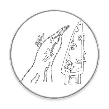 Ski - Magnet rond - blanc - Devant