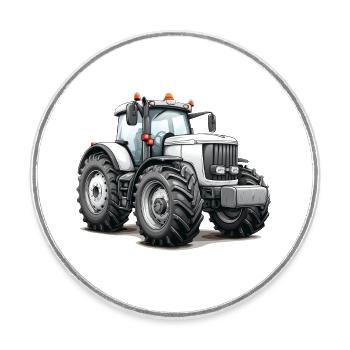 Niedlicher Traktor - Runder Kühlschrankmagnet - Weiß - Vorne