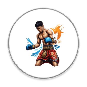 Boxer / Sports / Fight / Arena / Boxing Ring / Fists - Round  fridge magnet - white - Front